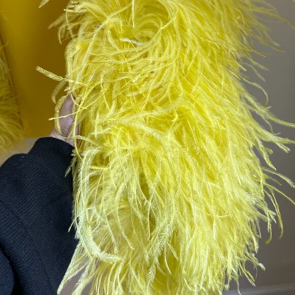 Taller Mamo Canary Yellow Dress w/ Feather Sleeves - Picture 3 of 10